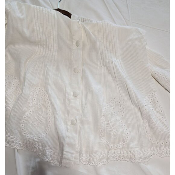 Soft Surroundings 1X White Pintuck Button Down Blouse Embroidered 3/4 Sleeves - Picture 13 of 13